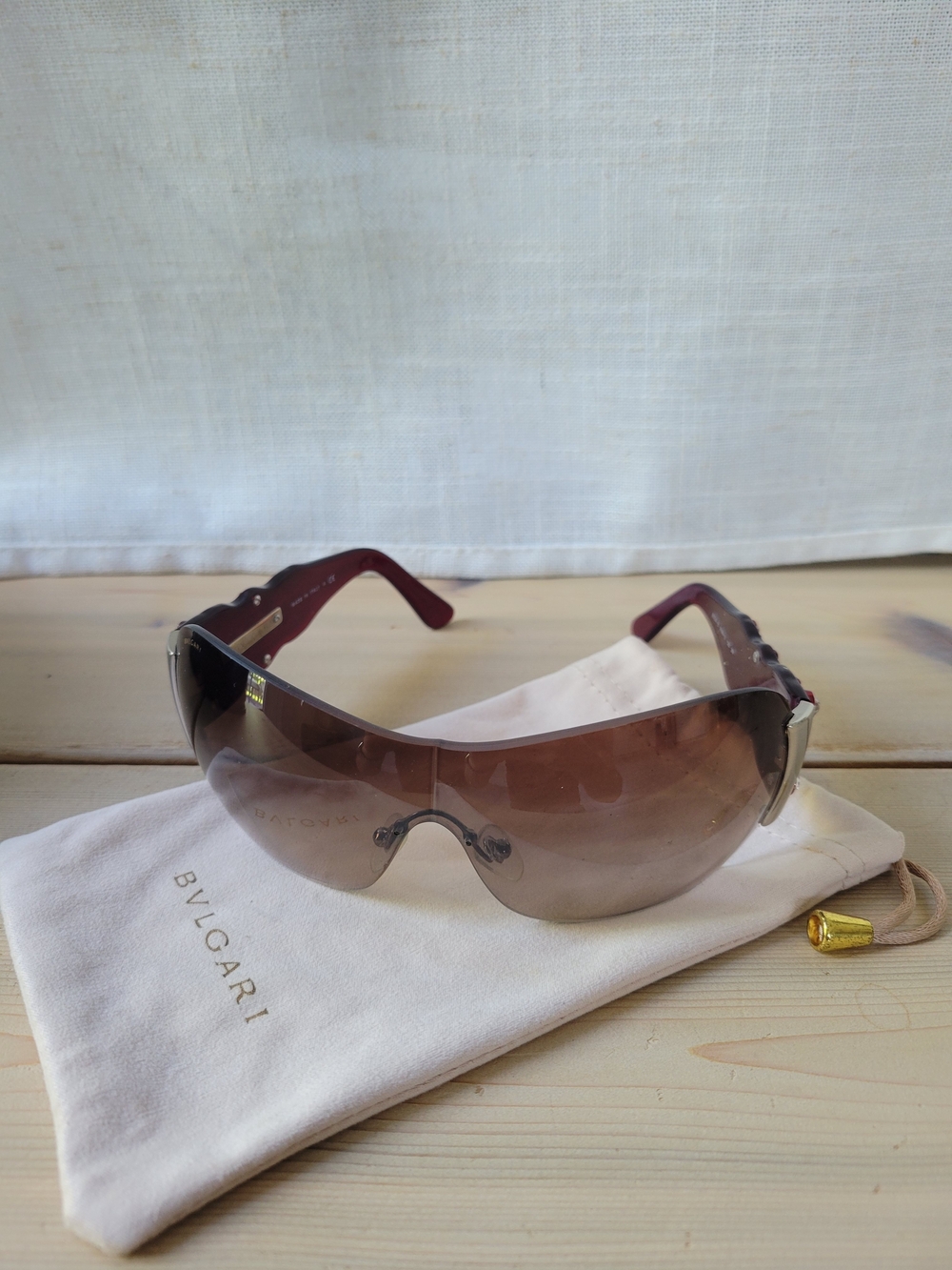 Bvlgari Brown Gradient Shield Sunglasses
